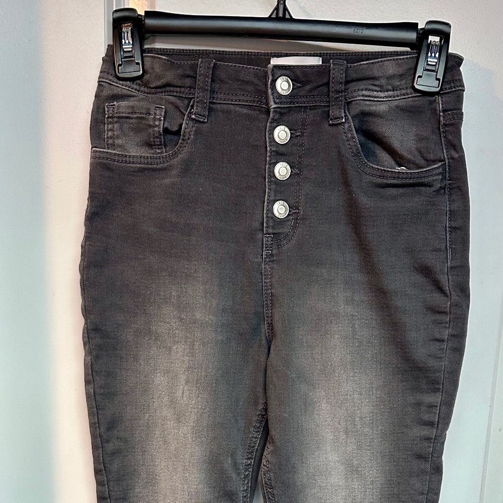 SOLD- True Craft Girls Grey/Black Washed High-Rise Denim Jeggings (Size 10)